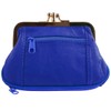 Oakridge Leather Ladies Double Clasp Coin Purse - Royal Blue