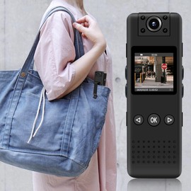 Small Video Camera with LCD Screen: Clip-on Wearable Camera with Night Vision Function, Small Camera, Surveillance, Security Camera, Japanese Settings, Body Camera, Handy Camera, Video Recording Camera, 1,000 mAh Large Capacity, Loop Recording, Motion De