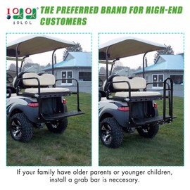 10L0L Universal Golf Cart Rear Seat Safety Grab Bar and Trailer Hook Hitch with Receiver for Yamaha EZGO Club Car, Heavy Duty Material Hand Rail Add Safety to Your Rear Passengers - Black