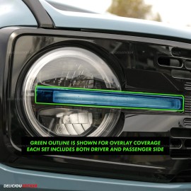 Deliciousticker For 21-25 Ford Bronco Ice Blue Headlight DRL PreCut Tint Overlay Vinyl Decal