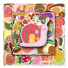 Snail Stickers 50Pcs Cartoon Cute Funny Animal Stickers for Water Bottle Laptop Skateboard Luggage Bike Phone Helmet Scrapbook Computer,Vinyl Waterproof Snail Decals for Teens Adults Kids