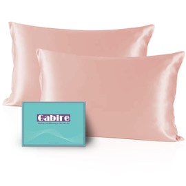 Gabire Mulberry Silk Pillow Cases Set of 2, Both Sides Real Silk Pillowcase for Hair and Skin Prevent Acne Organic Silk Pillow Cases 2 Pack with Hidden Zipper, Coral Pink, Standard (20"×26")