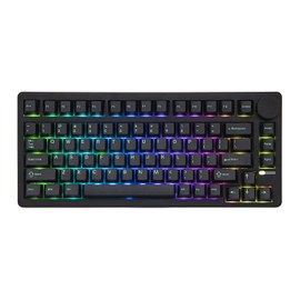 EPOMAKER QK81 75% Wireless Mechanical Gaming Keyboard, QMK/VIA Programmable and Hot-Swappable, 81 Keys with Metal Knob, 2.4Ghz/BT/USB, Creamy Gasket-Mount, RGB Backlight (Black, Flamingo Switch)