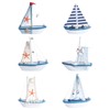 6 Pieces Sailing Boat Model Wooden Sailing Ship with Shell