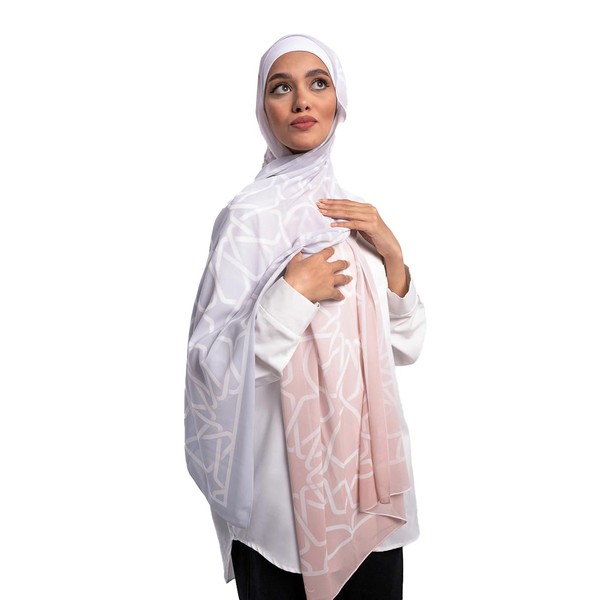 Life Accessoriz Asma Scarf, Orange, Grey, And White