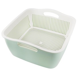 Kitchen Colander Drain Basin 2 in 1 Plastic Basket Strainer Bowl (green)