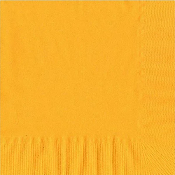 50 Plain Solid Colors Luncheon Dinner Napkins Paper - Harvest Yellow/School Bus Yellow
