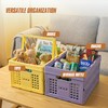 Collapsible Storage Crate, Foldable Plastic Basket with Lid and Handle,