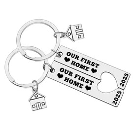 Ximalun Our First Home Keyrings 2025 New Home Keyring Housewarming Gifts for New Homeowner New House Keyring Moving in Gifts First Home Gifts for Couples Friends Family