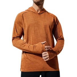 Haimont UPF 50+ Men's UV Sun Protection Long Sleeve Performance Fishing Hoodie Hooded Shirts Thumbholes Quick Dry, Earth Yellow, L