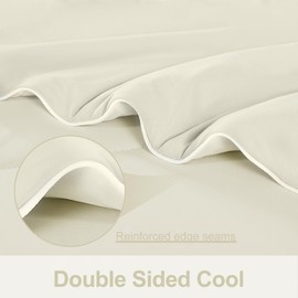 kisswish Queen Cooling Comforter for Hot Sleepers & Night Sweats, Q-Max 0.4+ Soft Breathable Lightweight Summer Blanket with Moisture-Wicking Fabric, Ultra-Silky Smooth, Beige, 90 x 90 Inches