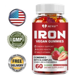 MENXI Iron Gummies With Vitamin A ,C & B12, Immune Support, Blood Health Multivitamins