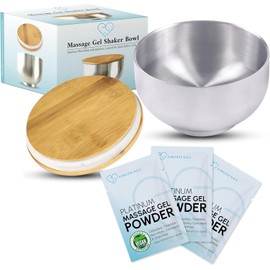 Platinum Nuru Massage Gel Powder Bowl Set | 3 x Massage Powder 5g Sachet | 1 x 16 fl oz Bowl