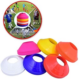 Kosma Set of 60 Mini Multi Sports Space Marker Cones - Multicolor Cone Set with Carry Strap - 10 cones of 6 (Blue, orange, Pink, White, Yellow & Red)