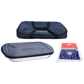 Anchor Hocking Oven Basics 4 Piece Bake-N-Take Bakeware Set, Navy Blue