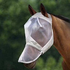 Harrison Howard CareMaster Midge-proof Fleece Padding Horse Fly Mask Full Face No Ears Moonlight Silver Medium Cob