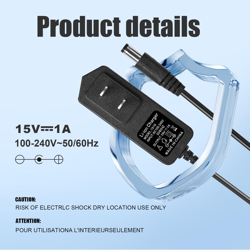 DC 15V 1A Charger for Car Jump Starter Power Supply