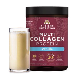 Ancient Nutrition Collagen Peptides Powder, Multi Collagen Protein, Women & Men, Vitamin C, Probiotics, Hydrolyzed Collagen, Supports Skin, Joints, Gut Health, Vanilla, 45 Servings