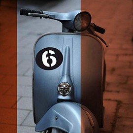 Aufkleber/Sticker Startnummer Zahl f√ºr Vespa Ape Piaggio Lambretta Roller z.B. Sei Giorni matt schwarz retro, Wunschzahl -gr√∂√üe