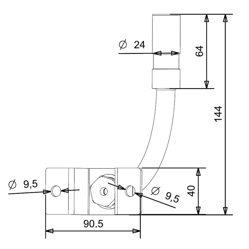 D-TECH Bracket for Rotating Light Rotatable with Cable, Brass Socket