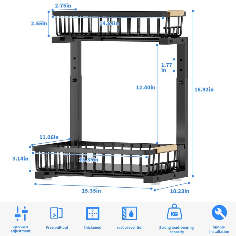 KEKAPE 2 Pack Under Sink Organizer and Storage, Under Sink