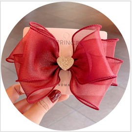 FEIFEI'S BOW 4 PCS New Year Xmas Christmas Party Princess Rhinestone Bow Pom Hair Clips Girls kids Ribbon Gift Set Hair Accessories Barrettes Clip Bows (Set03)