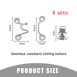 4 Sets White Waistband Tight, Nail-free Waist Buckle, Adjustable Jeans Button, Clips Trouser Waistband, Eans Adjustable Clip, Trouser Buttons for Reducing, Waist Pins Adjustable (Daisy)