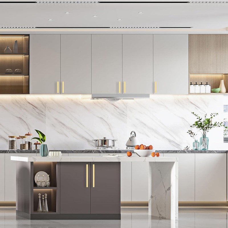 Amerdeco 10 Pack Gold Cabinet Pulls 160mm Hole Center Cabinet