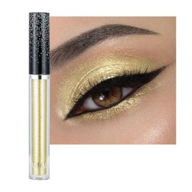 Metallic Liquid Glitter Eyeshadow Stick | Long-Lasting, Quick-Drying, Waterproof Shimmer Highlighter for Smokey & Sparkly Eyes | Beauty Cosmetics Eye Shadow Makeup for Women & Girls - Yellow Gold