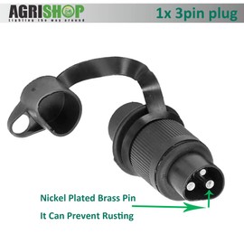 AGRISHOP 1 x Trailer Plug 3-Pin 12 V, 3-Pin Plug Tractor 12 V with Blade Connector, Waterproof Plug 3 Pin for Trucks, RVs, Cars, 3-Pin Flat, Agricultural Machinery Plug 3 Pin