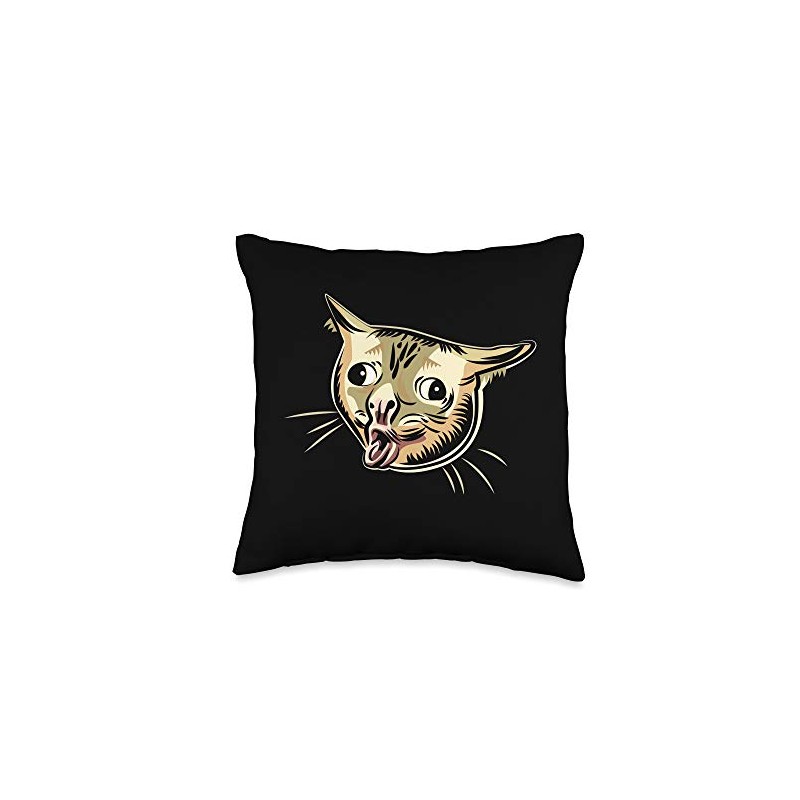 Coughing Cat Funny Cat Meme Graphic Throw Pillow
