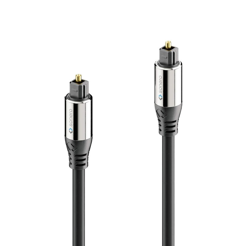 sonero® Premium Optical Toslink Cable, Gold-Plated Contacts, Black, 20.0 m