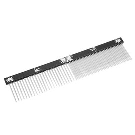 Grooming Comb Shedding Comb Stainless Steel Dog Comb Hair Care Tool for Removing Tangles for Dogs and Cats with Short or Long Hair (Black)