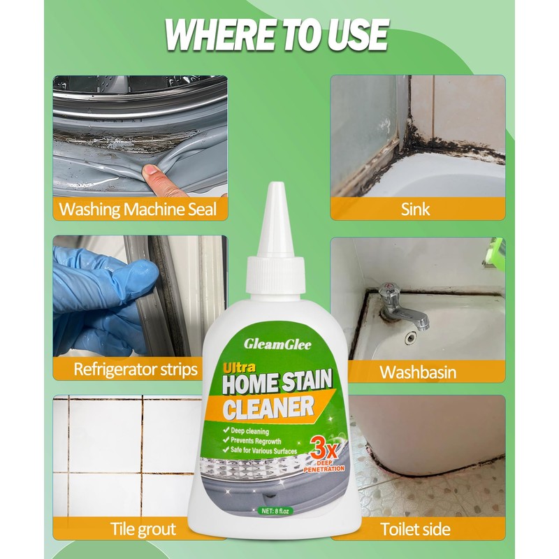 Home Remover Gel, 8 Fl.Oz Powerful Washing Machine Gasket Cleaner,