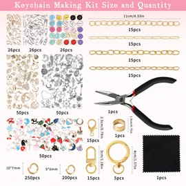 SUTROMA 776pcs Lip Gloss Keychain Making Kit with Charms - Bag Charm Kit with 228 Charms 20 Keychain Clips 60 Extender Chains & Jewelry Plier - DIY Jewelry Making Supplies for Keychains