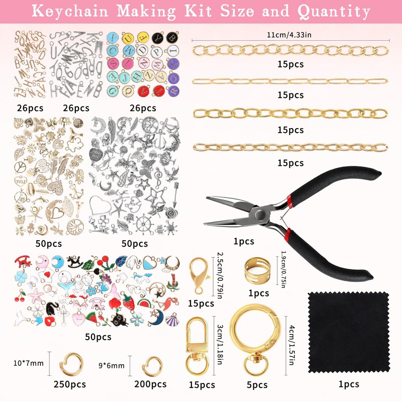 SUTROMA 776pcs Lip Gloss Keychain Making Kit with Charms -