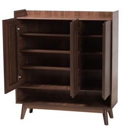 Baxton Studio Delaire Shoe Cabinet, One Size, Walnut Brown