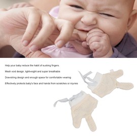 Toddler Finger Guard,Thumb Sucking Stop for Kids,Baby Mittens Mesh Hand Gloves with Drawstring Scratch, Unisex for Infants Newborns Boys Girls(L)