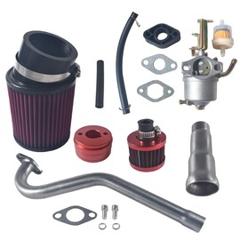 VCUJSUC VCUJSUC Upgraded Carburetor Carb 58mm Air Filter Adapter Exhaust Pipe Header Stage 2 Kit For Coleman CT100U CC100X For Predator 79cc 98cc 3.0hp Mini Bike Go Kart Motor Engine Performance Parts Red