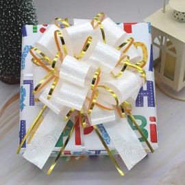 12 PCS 6 inches Large Pull Bows, Bow for Gift Wrapping,Party Birthday Gift Wedding Ribbon Bows for Wrapping Boxes or Flower Decorations, Valentine's Day Gift Decorations (White)