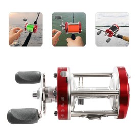 DYNAMI Round Baitcasting Reel,Metal Body Fishing Reels Anti-reverse,Gear Ratio 4.2:1,Resistance 30Lbs Conventional Reel for Inshore Fishing Catfish,Salmon, Eel,Tuna (Red, 60 Left Handed)