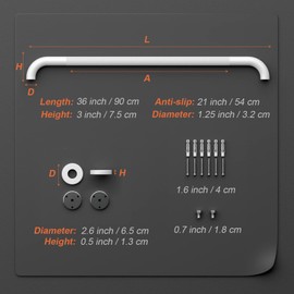2 Pack 36 Inch White Shower Grab Bars w/Anti-Slip knurled Grip, iMomwee Stainless Steel Wall Mount Bathroom Safety Balance Handrail, Handicap Elderly Senior Assist Textured Grab Bar Handle