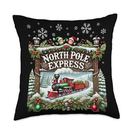 North Pole Express Christmas Train Throw Pillow