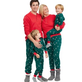HonestBaby Family Matching Holiday Pajamas Organic Cotton for Men, Women, Kids, Toddlers, Baby Boys, Girls, Unisex Pets , A Pine Holiday, 6 Years