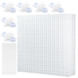 LINLAN Aquarium Divider Kit for Aquariums, 8 Pieces 30 x 30 cm Plastic Grid with 6 Suction Cup Clips and 20 Cable Ties, Egg Box for Fish Insulation (White)