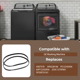 2 PCS WE12X27300 Washer Drive Belt Replaces 4587578 AP6328196 PS12342956 EAP12342956 253C1275P001 5PJ587SJ161 Compatible with GE Washing Machine