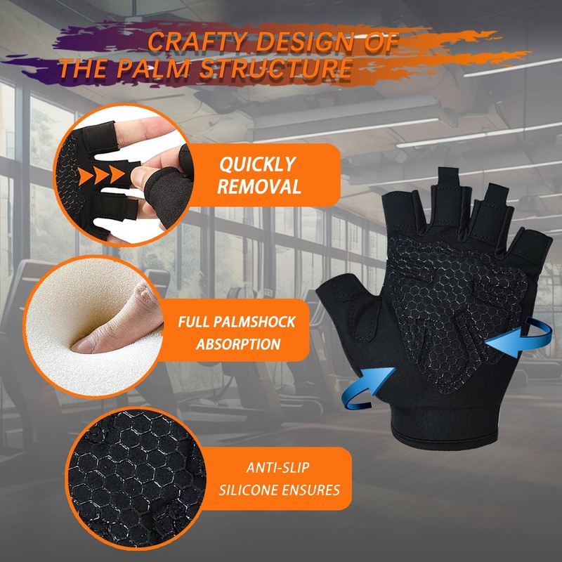 Ventilated Weight Lifting Gym Workout Gloves with Wrist Wrap Support