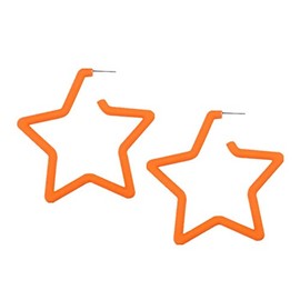 Star Hoop Earings 80s Classic Big Hoop Earrings Retro Neon Geometric Earrings Fluorescence Party Accessories for Women-Star Orange