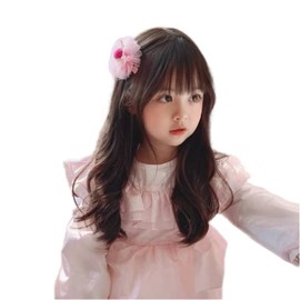 Kids Wig, Semi-Long, Curl, Girls, Kids, All Full Wig, Fluffy, Airy, See-Through Bangs, Cute, Wig, Lightweight, Costume, Shichi-Go-San, Recitals, Birthday Parties, Feathered Hair Costume, Shrine Visit (with Net), M, Dark Brown