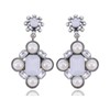 Alilang Antique Silver Tone Faux Pearls Geometric Clear Rhinestones Dangle